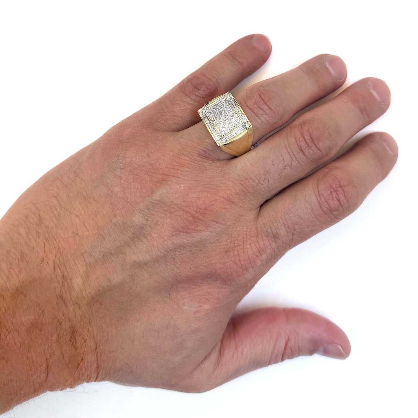 0.50CTW Real Diamond 10K Yellow Gold Signet Ring