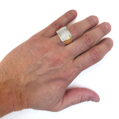 0.50CTW Real Diamond 10K Yellow Gold Signet Ring