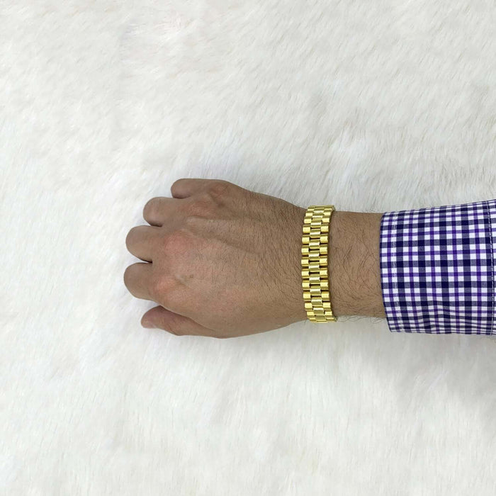 10K Yellow Gold 15mm Jubilee Men's Bracelet (Hollow) 8.5"