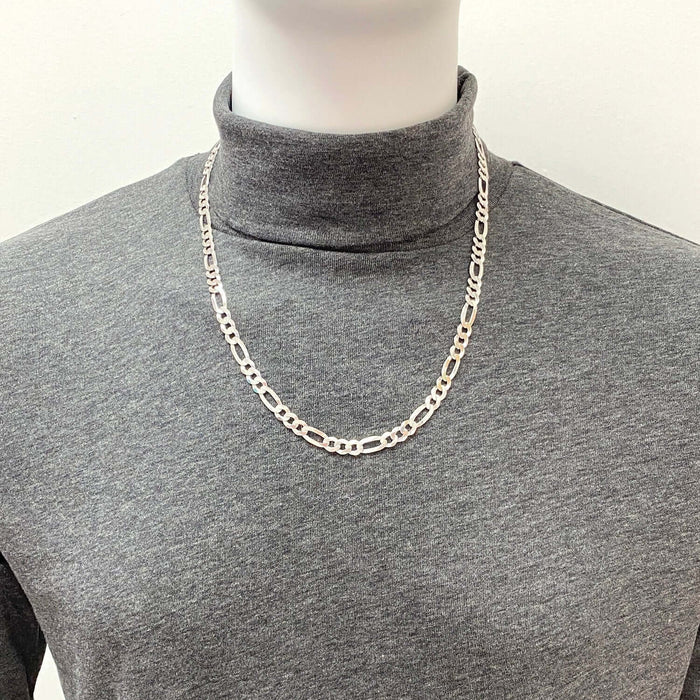 Sterling Silver 7mm Figaro Chain (Solid Links) 16"-24"