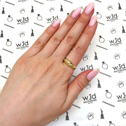 10K Yellow Gold Croissant Twisted Rope Dome Ring