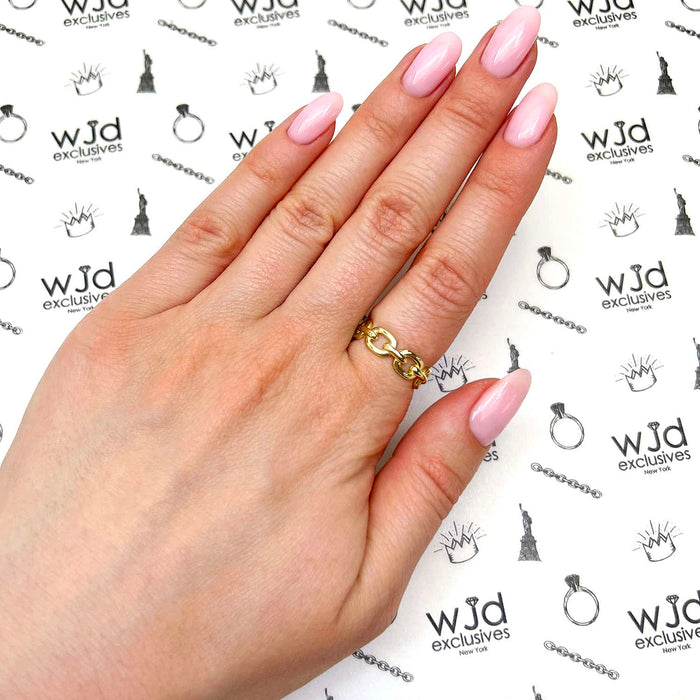 18K Yellow Gold Over Sterling Silver Chain Link Band Ring - WJD Exclusives