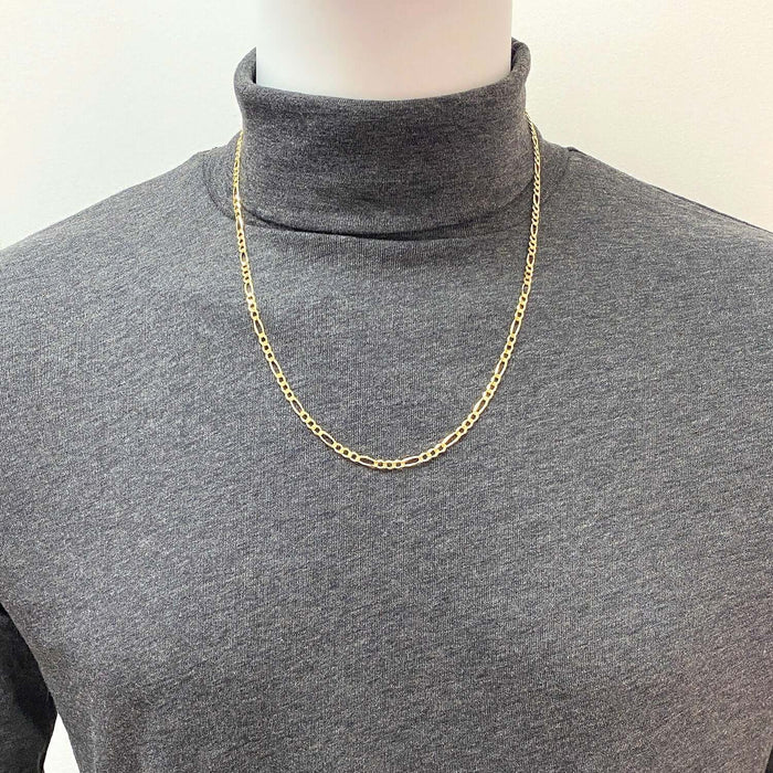 14K Yellow Gold 3.7mm Figaro Chain (Solid Links) 18"-24"