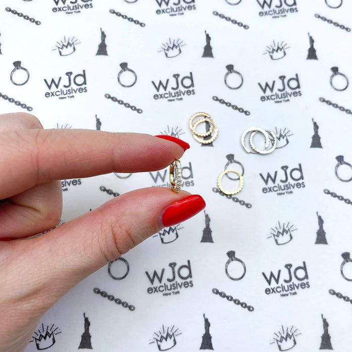 18K Yellow White Gold 0.15CT. TW Lab-Grown Diamond Huggie Hoop Earrings 0.5"