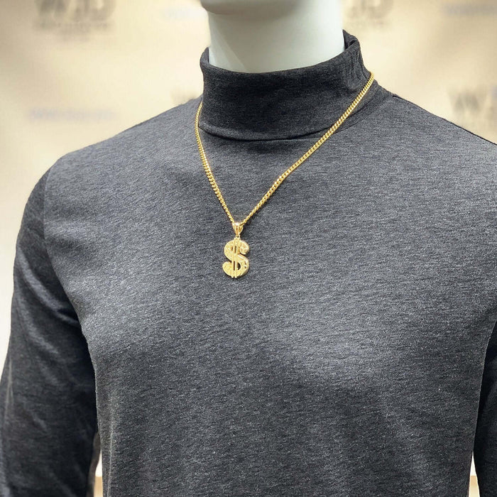 10K Yellow Gold Nugget Dollar Sign Pendant