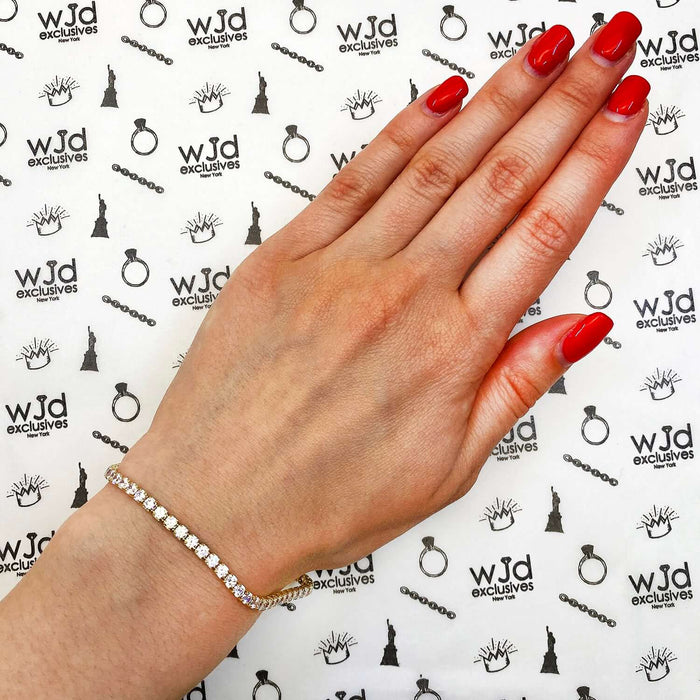 14K Yellow Gold 3mm CZ Box Clasp Tennis Bracelet 7" 8"