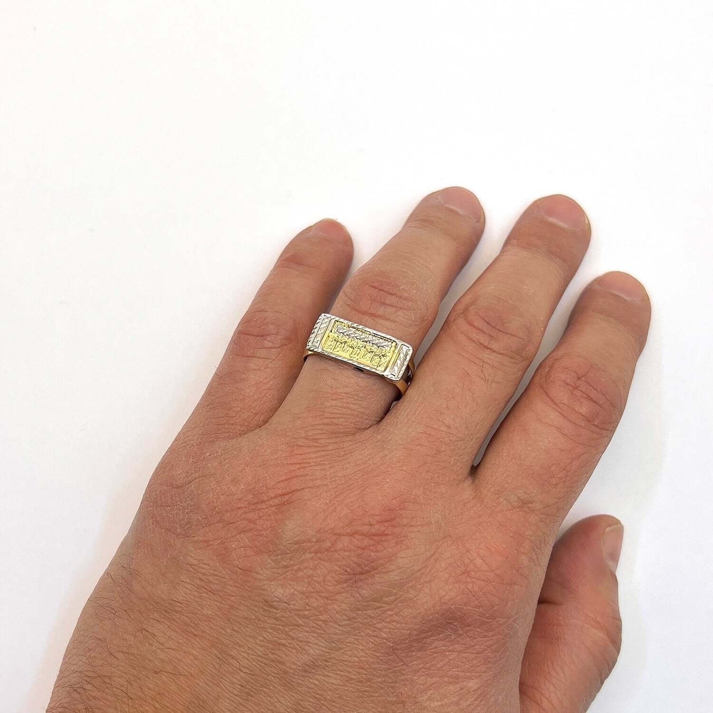 10K Gold Two-Tone Yellow White The Last Supper Religious Signet Ring