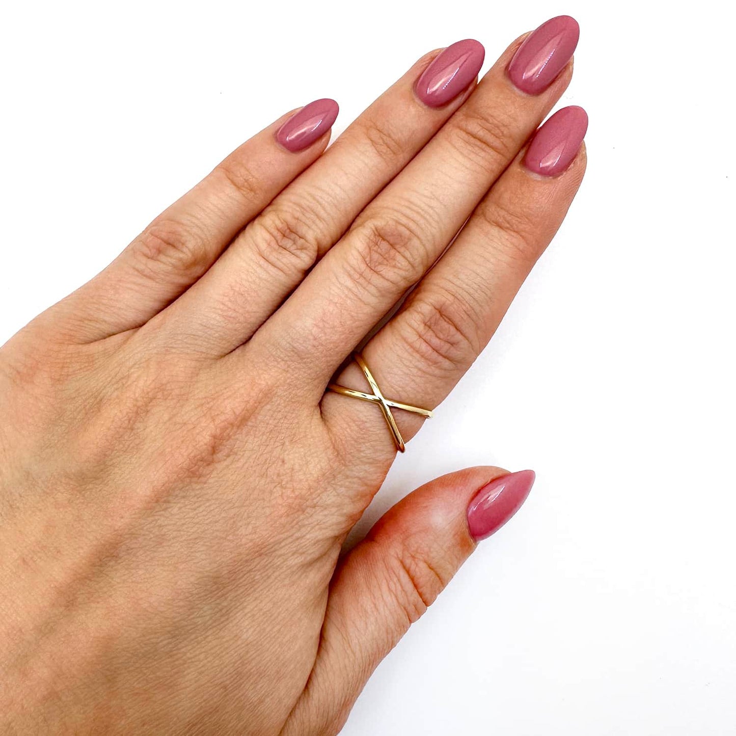 14K Gold Modern Astronomical X Shaped Criss Cross Ring