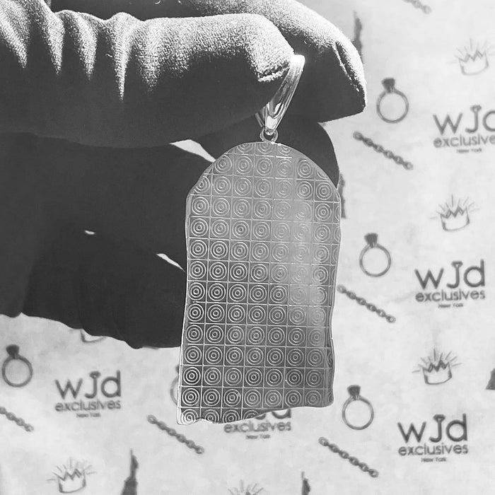 10K White Gold Diamond-Cut Jesus Head Religious Pendant 2.5"