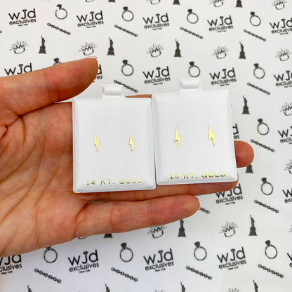 14K Gold Lightning Bolt Stud Earrings 0.3"-0.4"