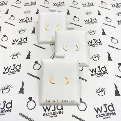 14K Yellow Rose White Gold Half Moon Stud Earrings 0.3"