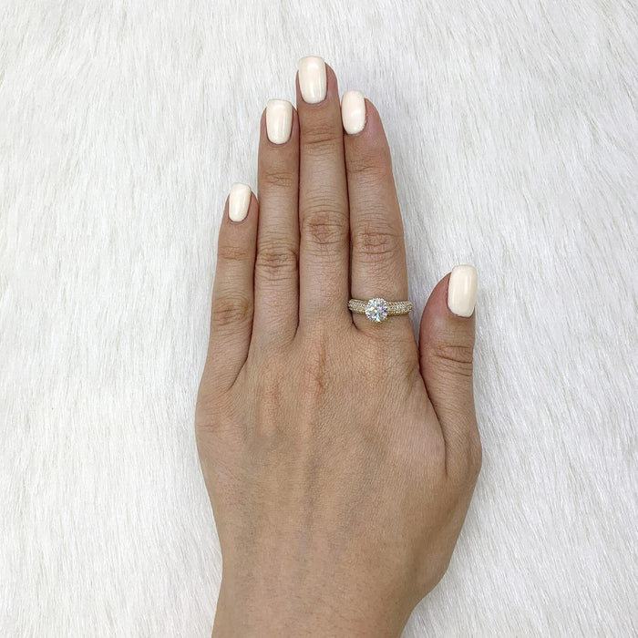 2.10Ct Round-Cut CZ Engagement Ring 14K Yellow Gold