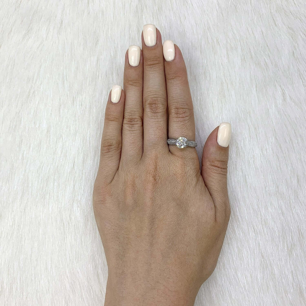 2.10CTW CZ Round-Cut 14K Gold White Engagement Ring