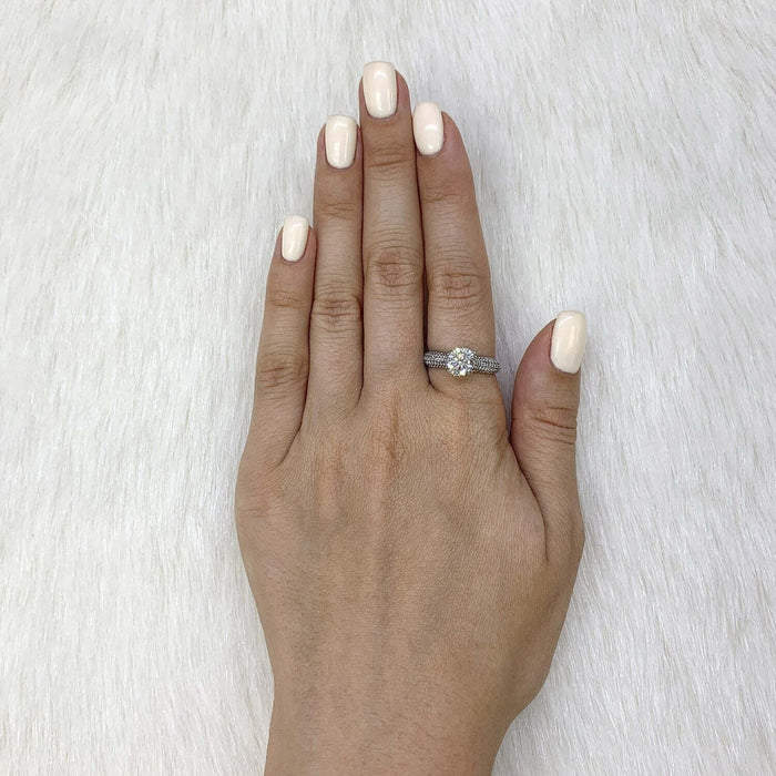 2.10CTW CZ Round-Cut 14K Gold White Engagement Ring