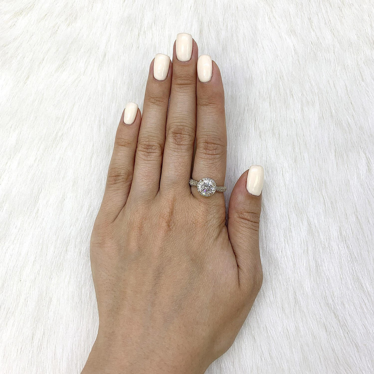 14K Gold 2.35TCW CZ Round Halo Engagement Ring