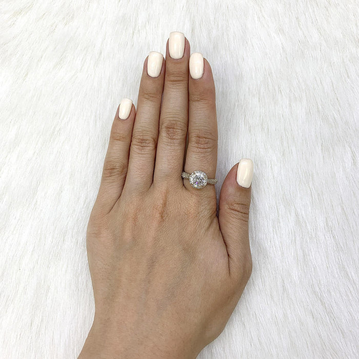 14K Gold 2.35TCW CZ Round Halo Engagement Ring