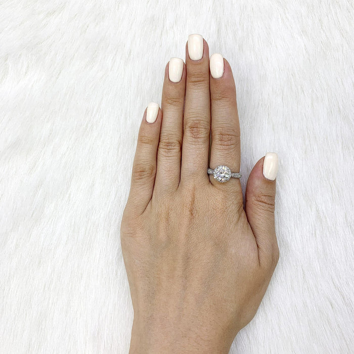 2.35Ct CZ Round Halo Engagement Ring 14K Gold White