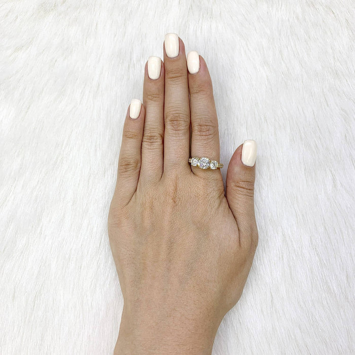 2.75CTW CZ 14K Yellow Gold Vintage-Antique-Style Engagement Ring