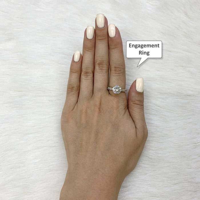 14K Yellow Gold CZ Engagement Ring Wedding Band Bridal Set 2.95CT