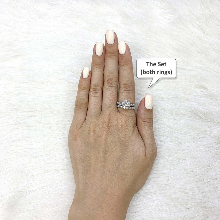 2.95CTW CZ 14K Gold White Engagement Wedding Band Bridal Ring Set