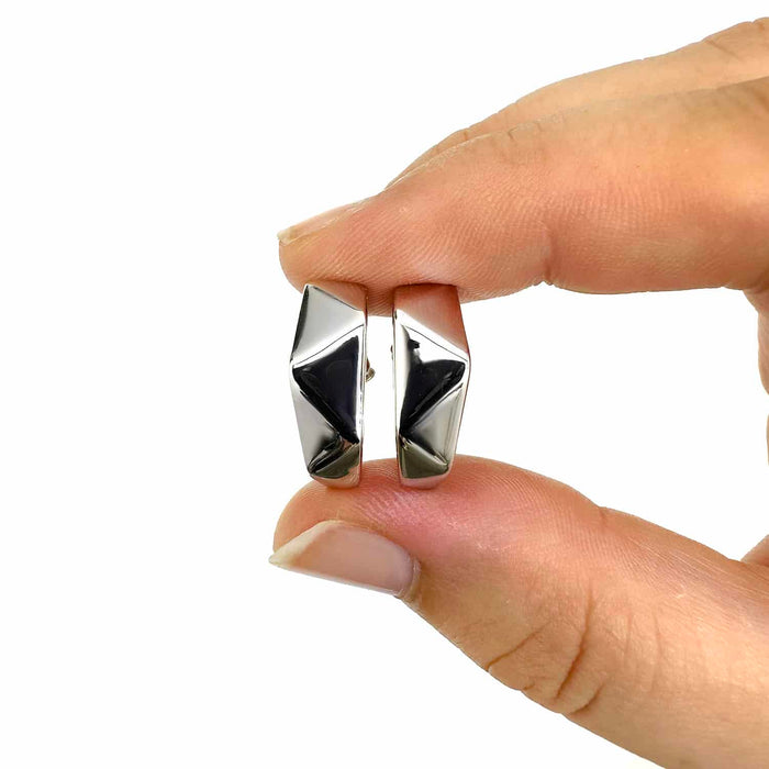 18K Gold Over Sterling Silver Faceted Geometric Hoop Earrings 18mm - WJD Exclusives