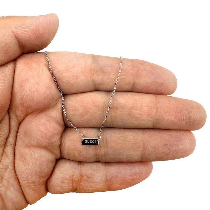 Engravable 14K Yellow & White Gold Personalized Bar Necklace (Solid Links) Adjustable 16" - 18" - WJD Exclusives