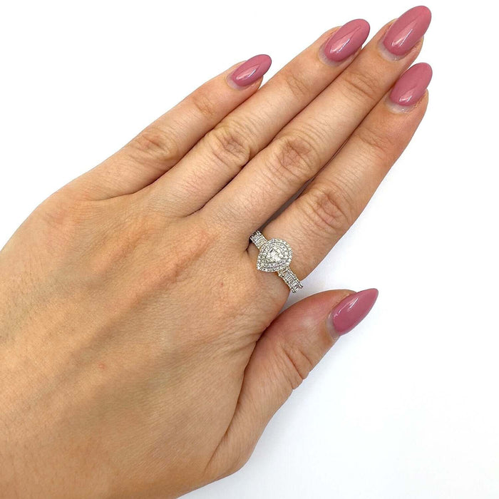 0.50CTW Natural Diamond 10K Gold Baguette Round Pear Engagement Ring - WJD Exclusives