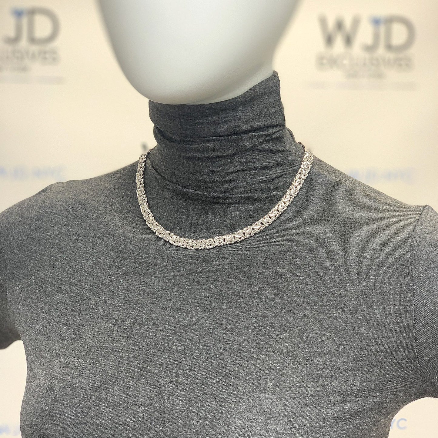 White Or Yellow Gold Tone Over 925 Silver 8mm Byzantine Necklace 17"