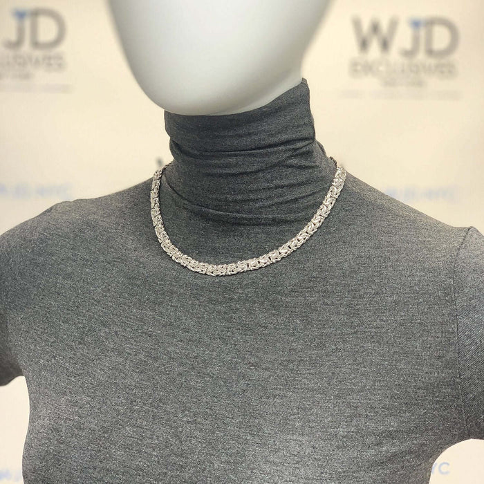 White or Yellow Gold Over Sterling Silver 8mm Byzantine Necklace (Hollow) 17"