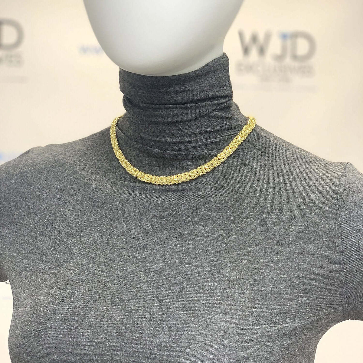 White or Yellow Gold Over Sterling Silver 8mm Byzantine Necklace (Hollow) 17"