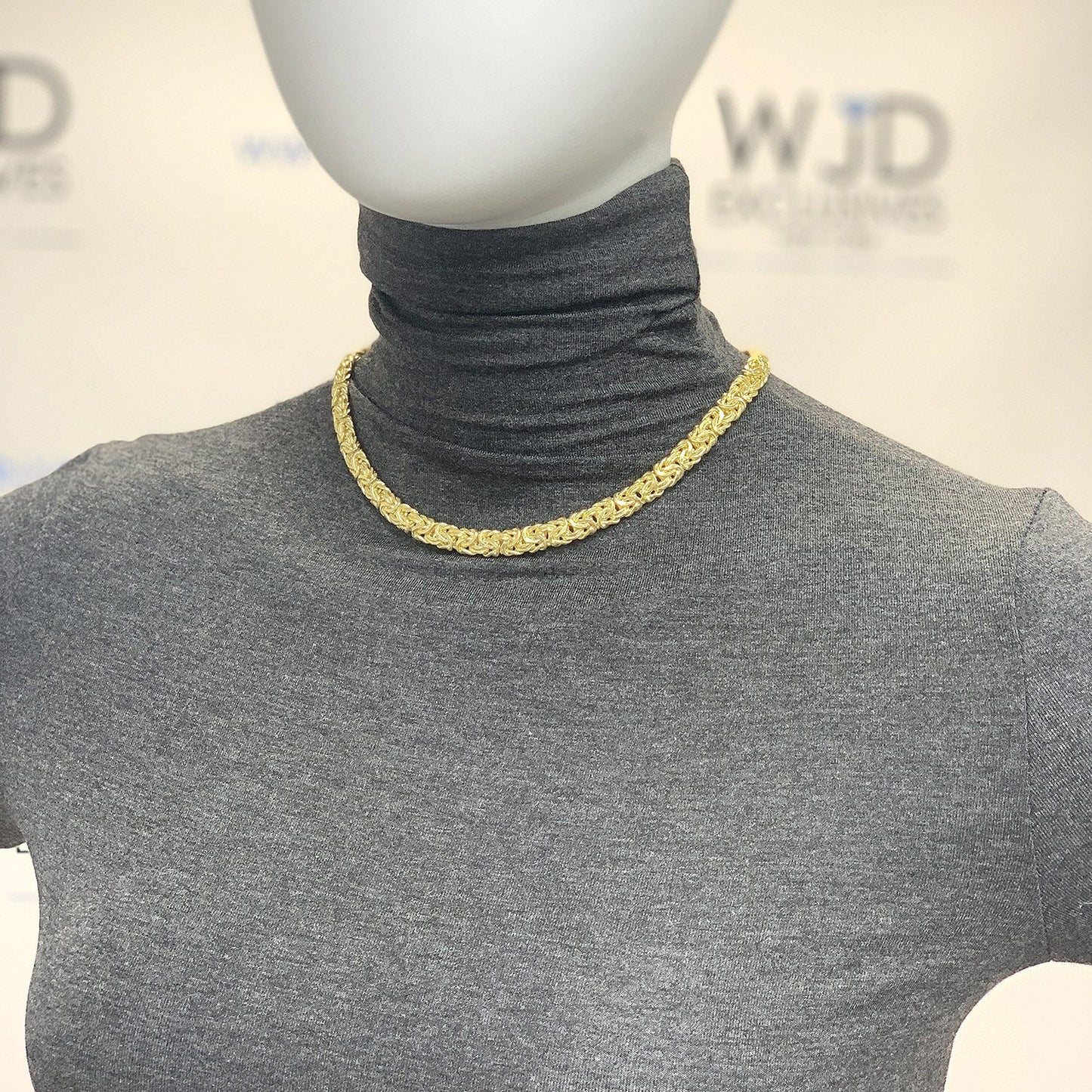 White Or Yellow Gold Tone Over 925 Silver 8mm Byzantine Necklace 17"