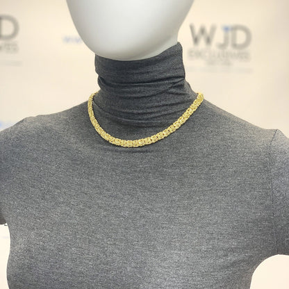 White Or Yellow Gold Tone Over 925 Silver 8mm Byzantine Necklace 17"