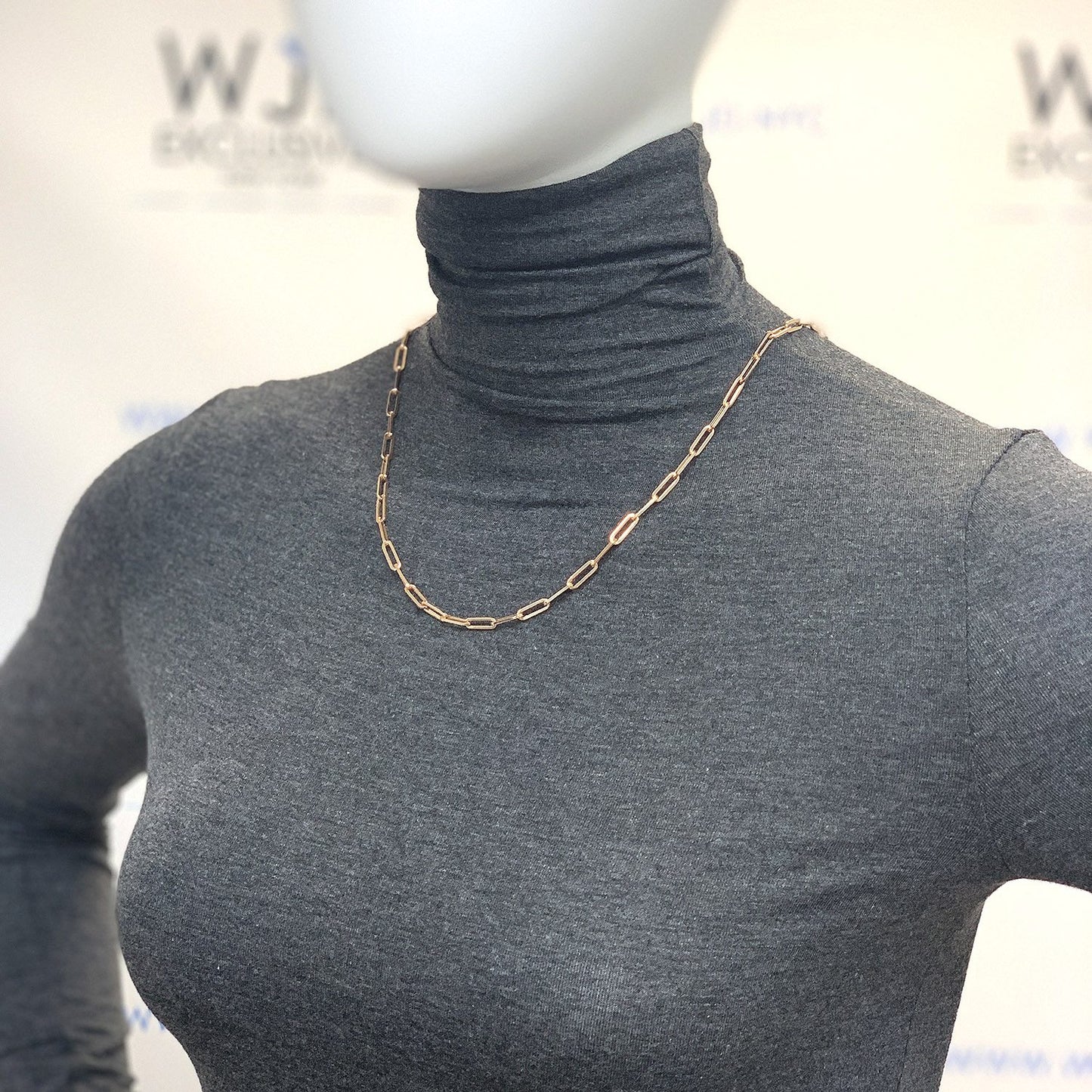 14K Rose Gold 4mm Paperclip Elongated Open Chain Necklace 14"-30"