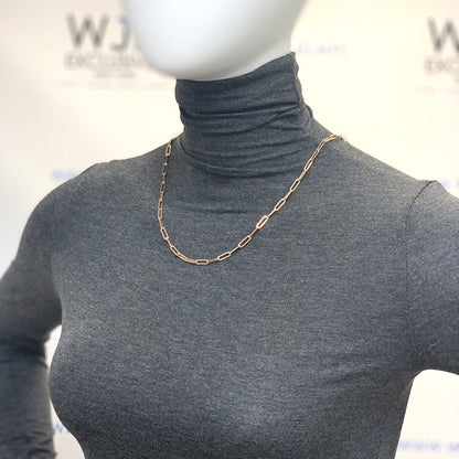 14K Rose Gold 4mm Paperclip Elongated Open Chain Necklace 14"-30"