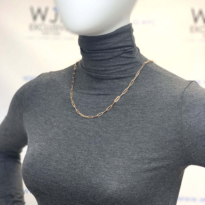 14K Rose Gold 4mm Paperclip Elongated Open Chain (Hollow) 14"-30"