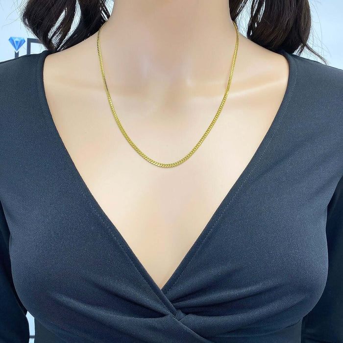 14K Yellow Gold Over Sterling Silver 2.5mm Miami Cuban Chain (Solid Links) 16"-30"