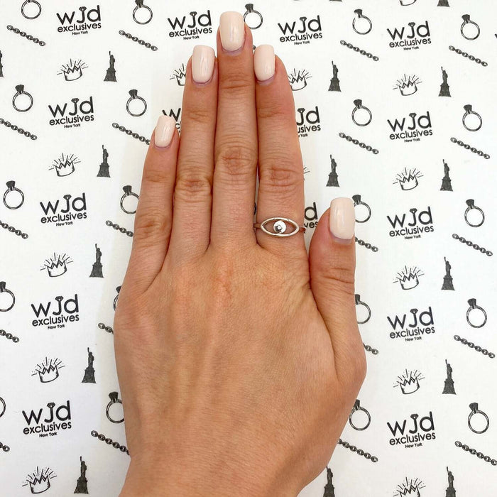 925 Sterling Silver CZ Evil Eye Ring