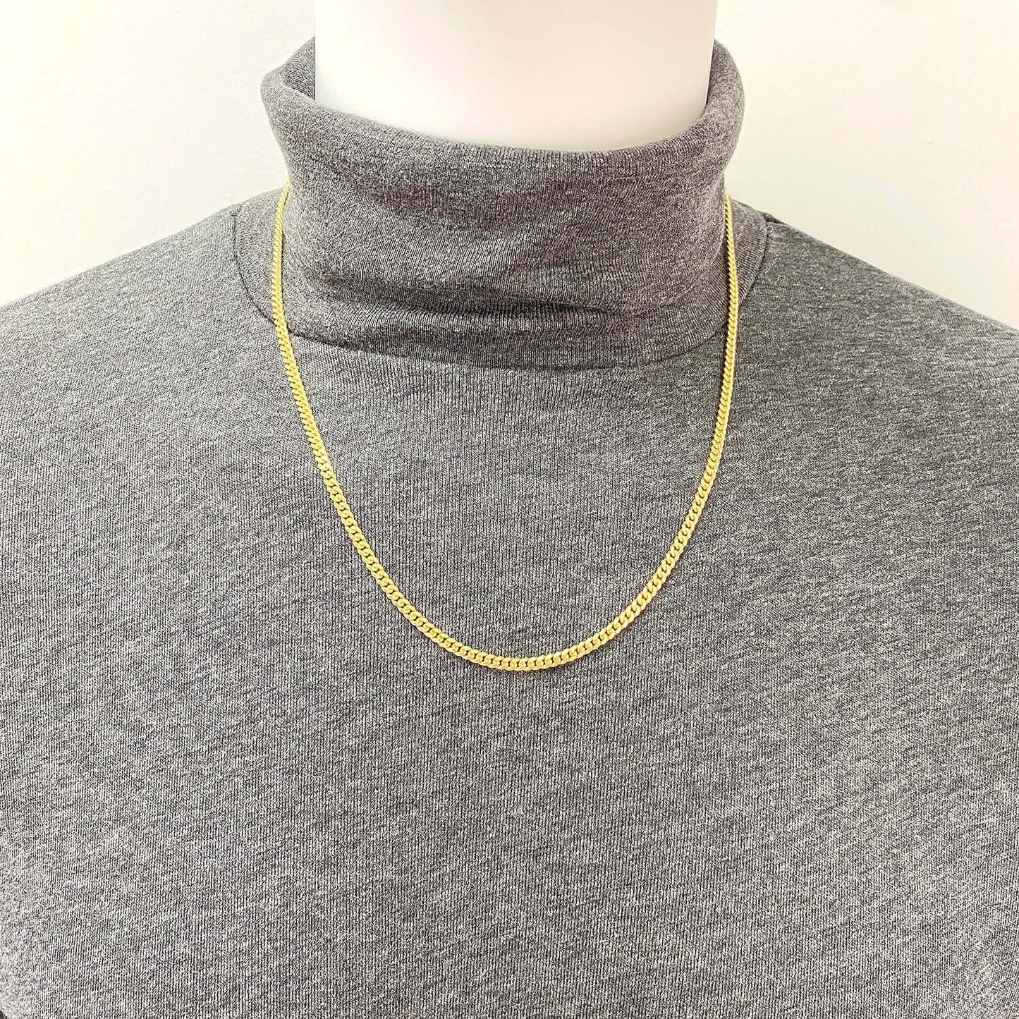 Solid 14K Yellow Gold Over Silver 3.5mm Miami Cuban Chain Necklace 16"-30"