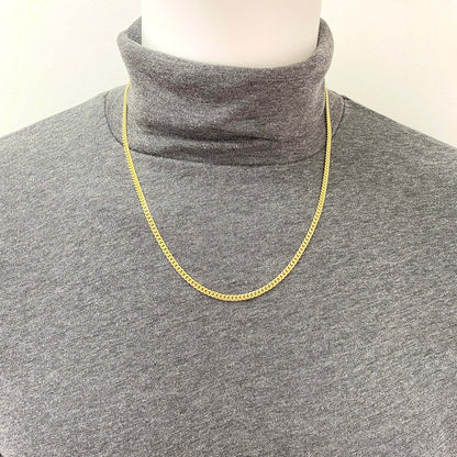 Solid 14K Yellow Gold Over Silver 3.5mm Miami Cuban Chain Necklace 16"-30"