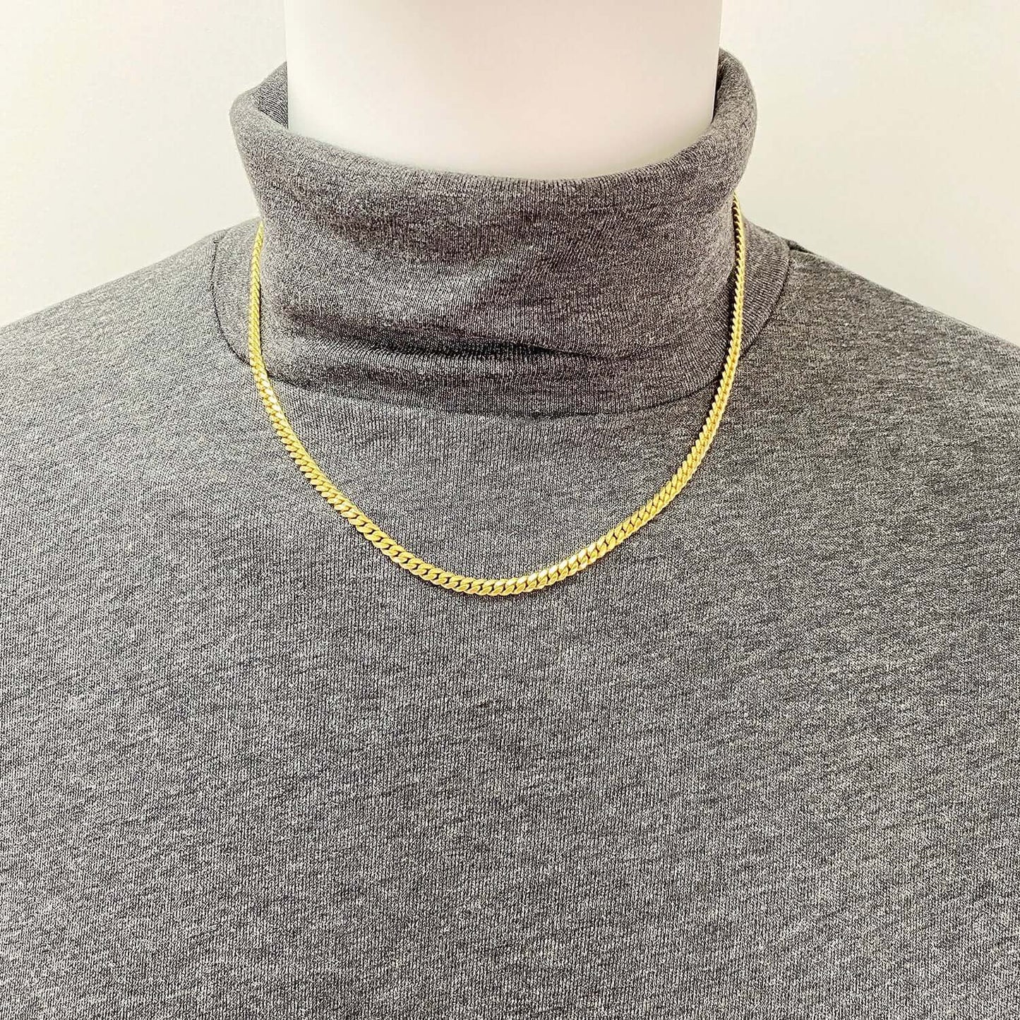 14K Yellow Gold Over Silver 4mm Miami Cuban Chain Necklace 16"-30"