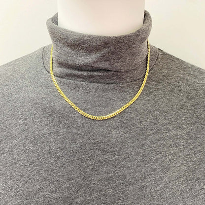 14K Yellow Gold Over Silver 4mm Miami Cuban Chain Necklace 16"-30"