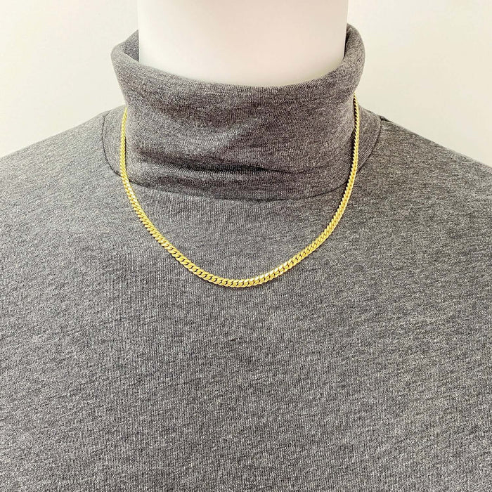 14K Yellow Gold Over Sterling Silver 4mm Miami Cuban Chain (Solid Links) 16"-30"