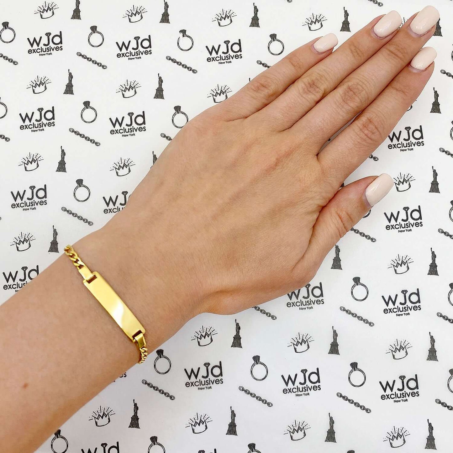 Kid’s 14K Gold Over Silver 3mm Figaro Engravable ID Bracelet 5.5-6" Adjustable