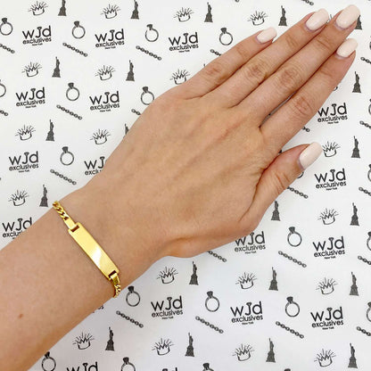 Kid’s 14K Gold Over Silver 3mm Figaro Engravable ID Bracelet 5.5-6" Adjustable