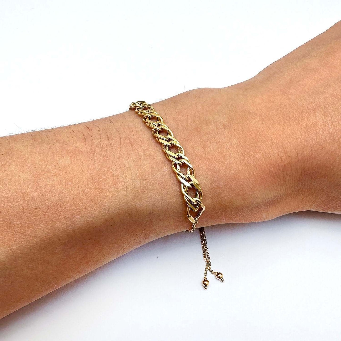 14K Gold Yellow Fancy Double Friendship Bolo Drawstring Bracelet Adjustable