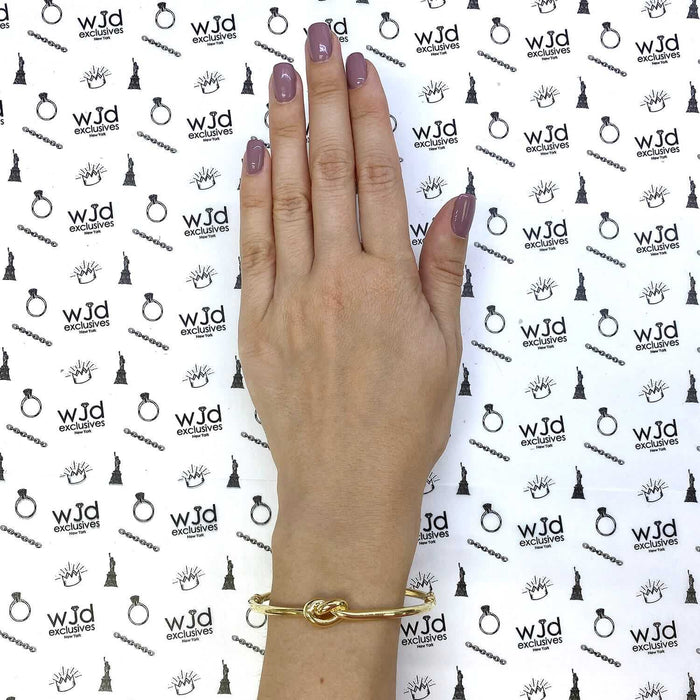 14K Yellow Gold 9.5mm Love Knot Bangle Bracelet (Hollow) 7"