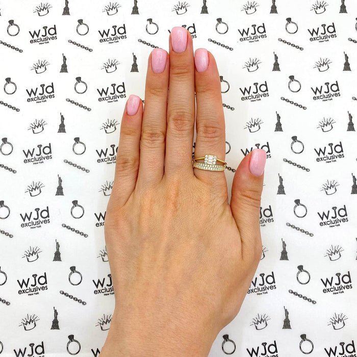 0.65CTW CZ 10K Gold Yellow Round Baguette Ring