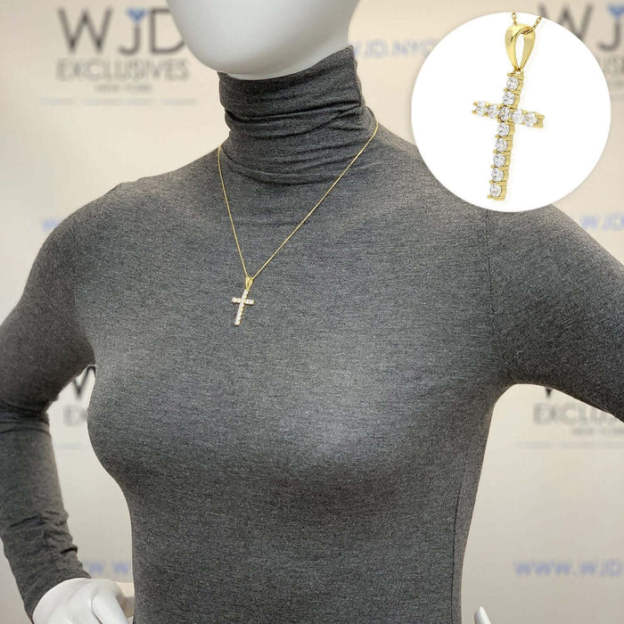 0.85 TCW CZ Yellow Gold Tone 925 Sterling Silver Cross Pendant