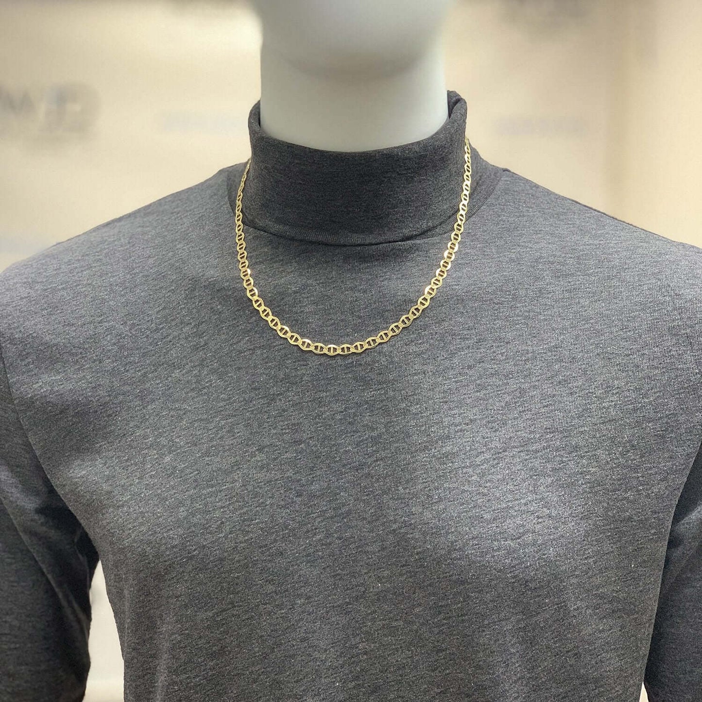 Solid 14K Yellow Gold 6mm Flat Mariner Chain Necklace 18"-26"
