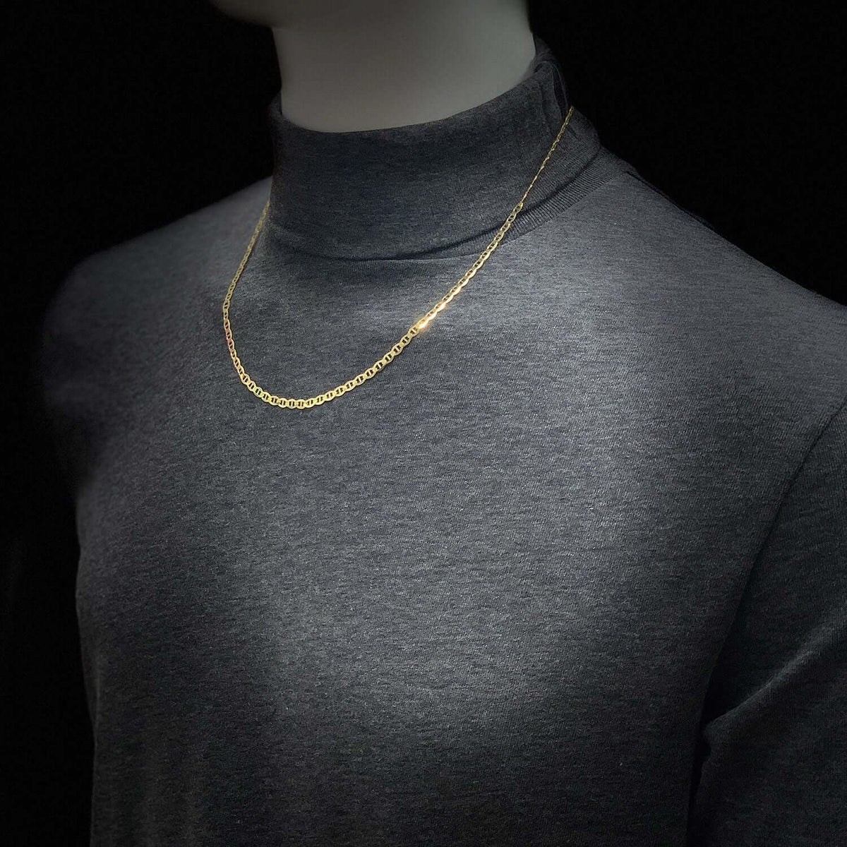 14K Yellow Gold 4mm Flat Mariner Chain (Solid Links) 18"-26"